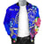 Tahiti Custom Personalised Men's Bomber Jacket - Turtle Plumeria (Blue) - Polynesian Pride