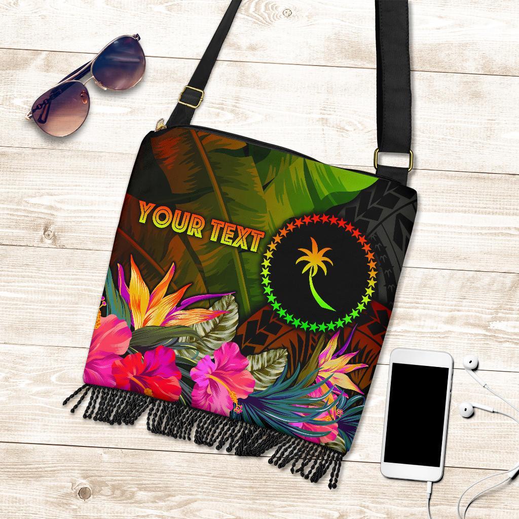 Chuuk Polynesian Personalised Crossbody Boho Handbag - Hibiscus and Banana Leaves One Style One Size Reggae - Polynesian Pride