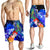 Polynesian Hawaii Custom Personalised Men's Shorts - Humpback Whale with Tropical Flowers (Blue) - Polynesian Pride