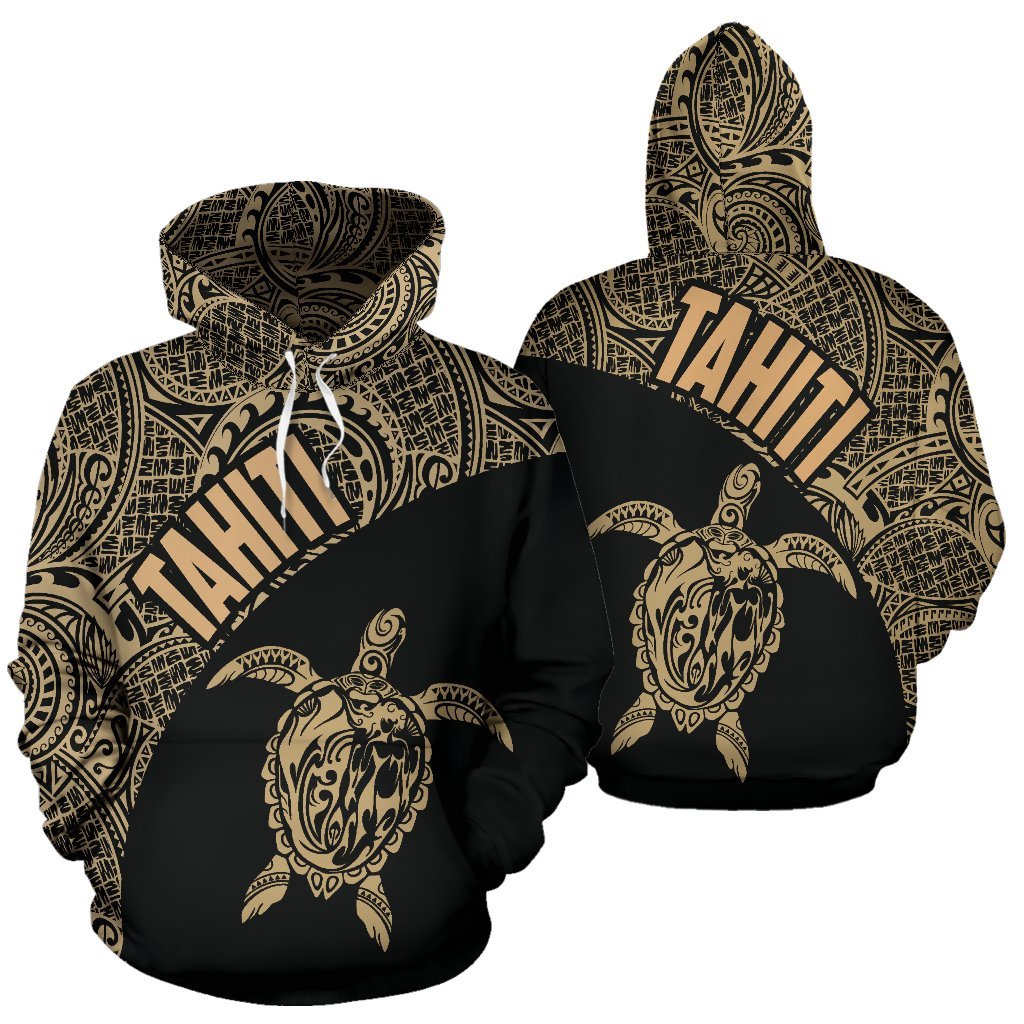 Tahiti Hoodie Tahiti Turtle Mermaid Polynesian Tattoo Brown Version Unisex White - Polynesian Pride