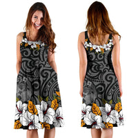 Tonga Midi Dress - White Hibiscus - Polynesian Pride