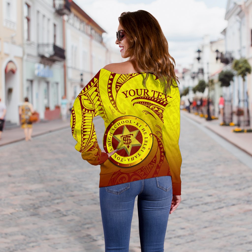 (Custom Personalised)Tonga High School Women's Off Shoulder Sweater Special Polynesian No.2 - Polynesian Pride