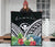 Hawaii Premium Quilt - Hawaii Coat of Arms & Polynesian Tropical Flowers White - Polynesian Pride