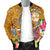 Tonga Custom Personalised Men's Bomber Jacket - Turtle Plumeria (Gold) - Polynesian Pride