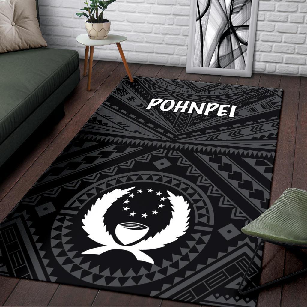 Pohnpei Area Rug - Pohnpei Seal With Polynesian Tattoo Style ( Black) Black - Polynesian Pride