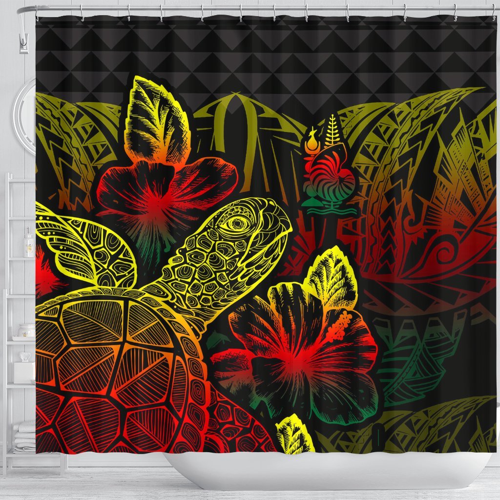 New Caledonia Shower Curtain Turtle Hibiscus Reggae - Polynesian Pride