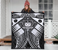 Samoa Polynesian Premium Quilt - Samoa White Seal with Polynesian Tattoo - Polynesian Pride