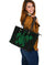 Hawaii Kakau Polynesian Turtle Map Large Leather Tote - Green - Polynesian Pride