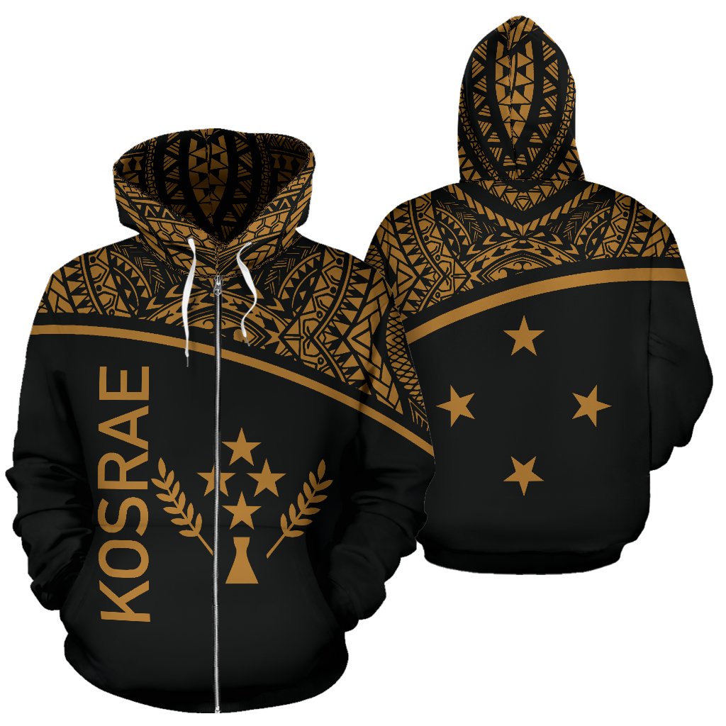 Kosrae All Over Zip up Hoodie Micronesia Curve Gold Style Unisex Gold - Polynesian Pride