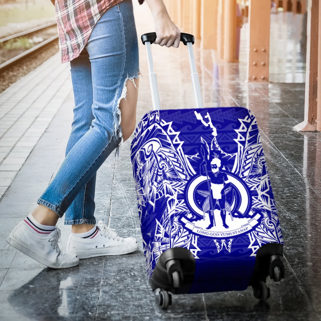 Vanuatu Polynesian Luggage Covers Map Blue - Polynesian Pride