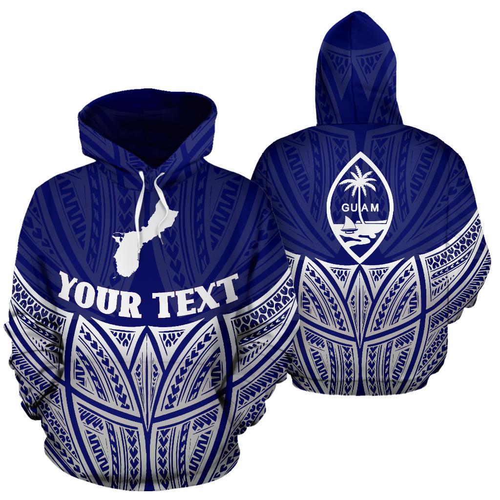 Guam Polynesian Custom Hoodie Blue Pride Map nd Seal Unisex Blue - Polynesian Pride