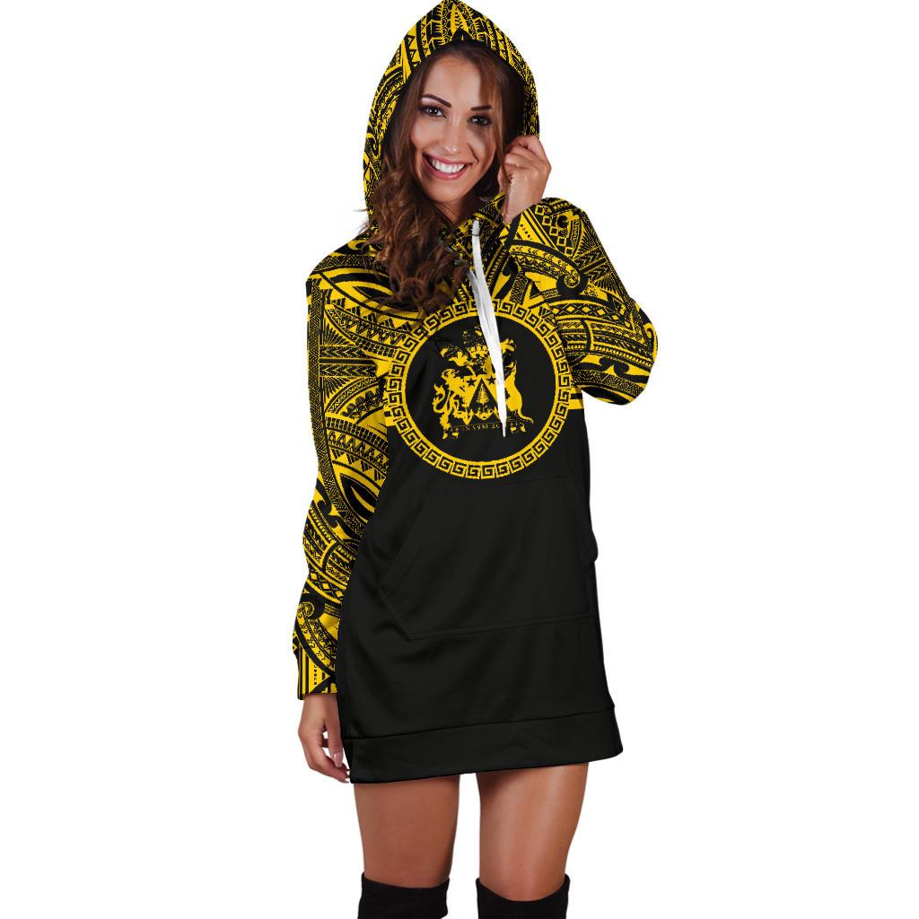 Norfolk Island Women Hoodie Dress - Norfolk Island Coat Of Arms Polynesian Gold Black - Polynesian Pride