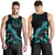 Palau Polynesian Men Tank Top - Turtle With Blooming Hibiscus Tuquoise - Polynesian Pride