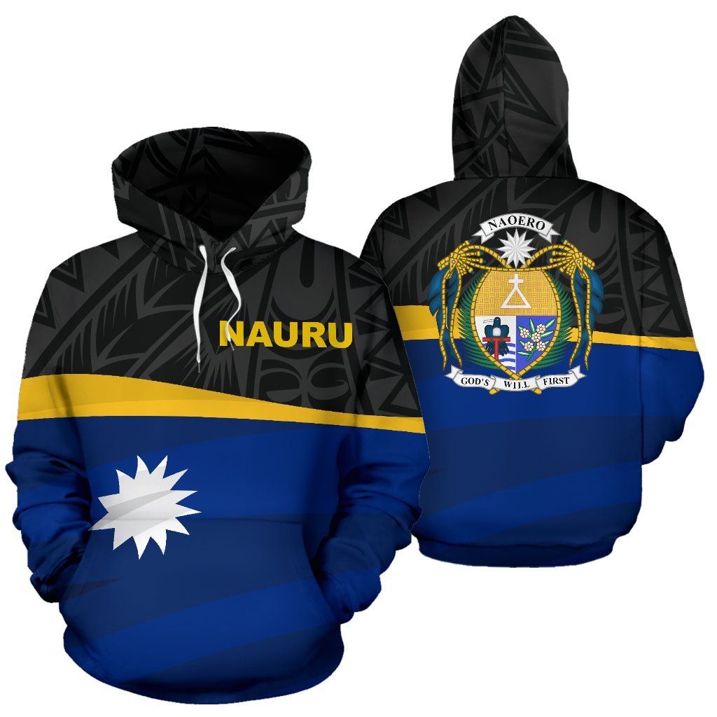 Nauru Polynesian Hoodie Nauru Flag Coat of Arms Unisex White - Polynesian Pride