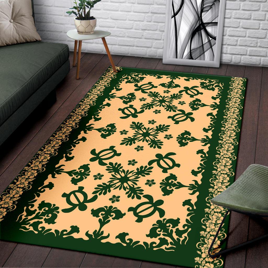 hawaiiHooded Area Rug - Hawaiian Quilt Turtle Dance Sea Pattern - Polynesian Pride