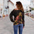 Samoa Polynesian Women's Off Shoulder Sweater - Turtle With Blooming Hibiscus Gold - Polynesian Pride