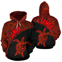 Samoa Hoodie Samoa Turtle Mermaid Polynesian Tattoo Red Unisex Black - Polynesian Pride