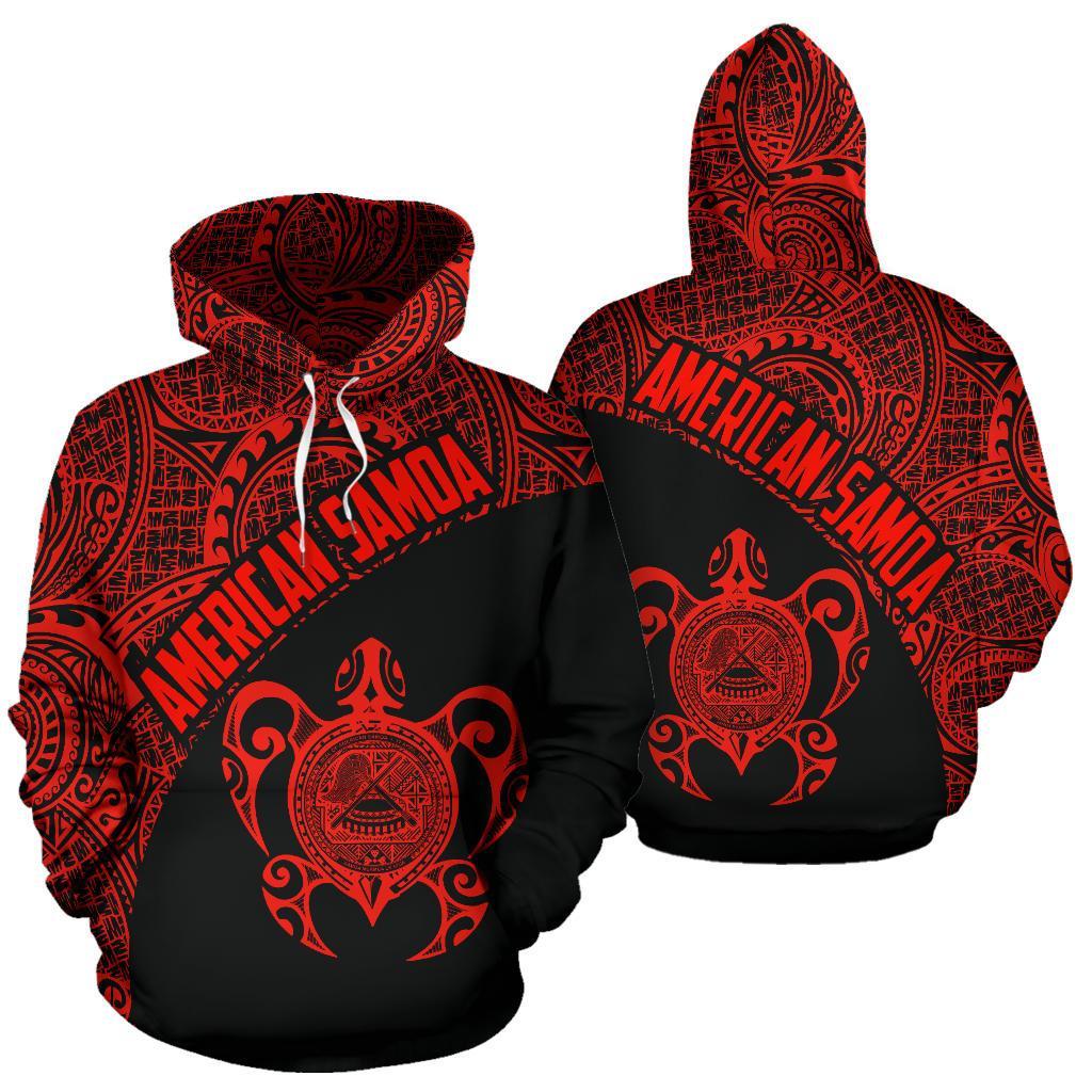 American Samoa Hoodie American Samoa Seal In Turtle Polynesian Tattoo Red Unisex Red - Polynesian Pride