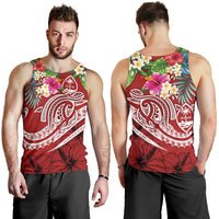 Guam Polynesian Men's Tank Top - Summer Plumeria (Black) - Polynesian Pride