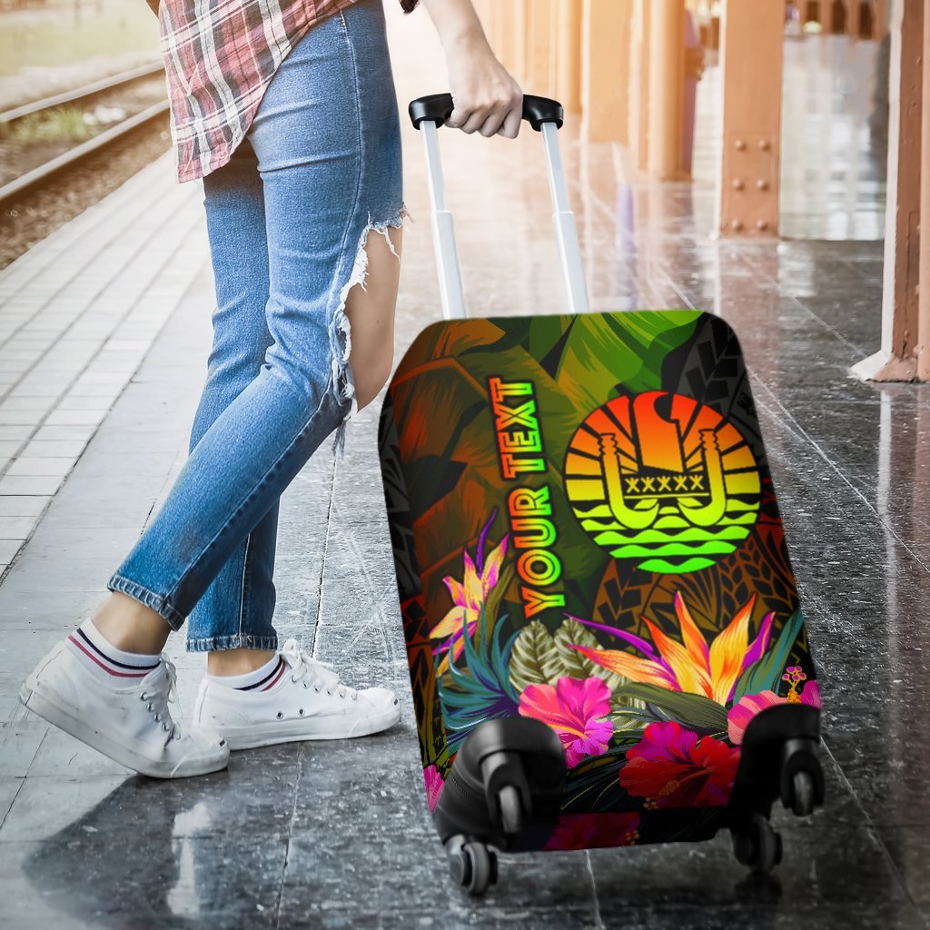 Tahiti Polynesian Personalised Luggage Covers - Hibiscus and Banana Leaves - Polynesian Pride
