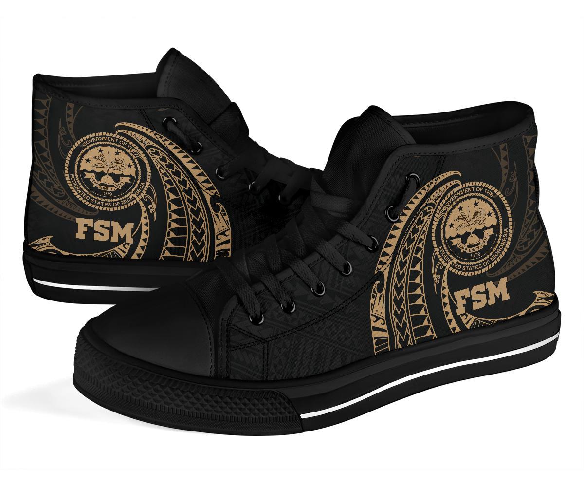 Federated States Of Micronesia High Top Shoes - Gold Tribal Wave - Polynesian Pride