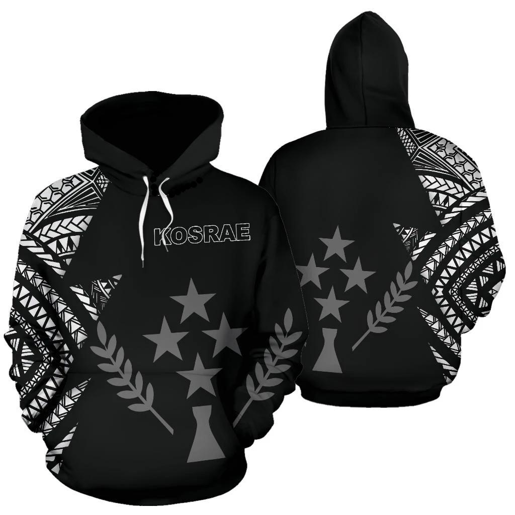 Kosrae Pattern All Over Hoodie FSM Unisex Black - Polynesian Pride