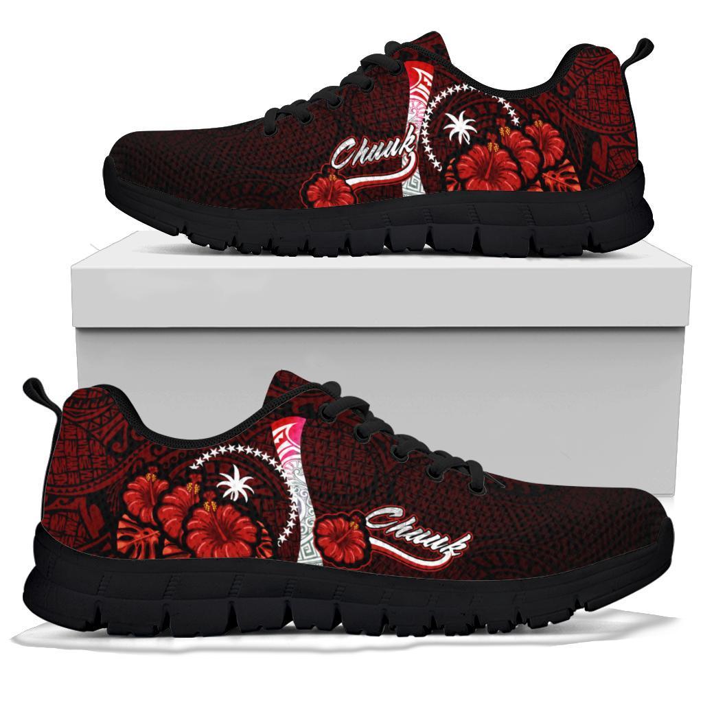 Chuuk Micronesia Sneakers - Coat Of Arm With Hibiscus - Polynesian Pride
