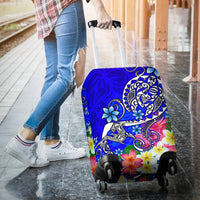Polynesian Luggage Covers - Turtle Plumeria Blue Color - Polynesian Pride
