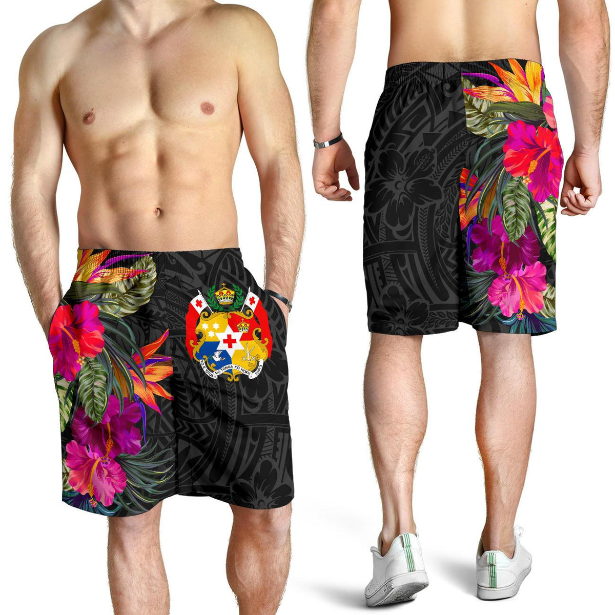 Tonga All Over Print Men's Shorts - Polynesian Hibiscus Pattern - Polynesian Pride