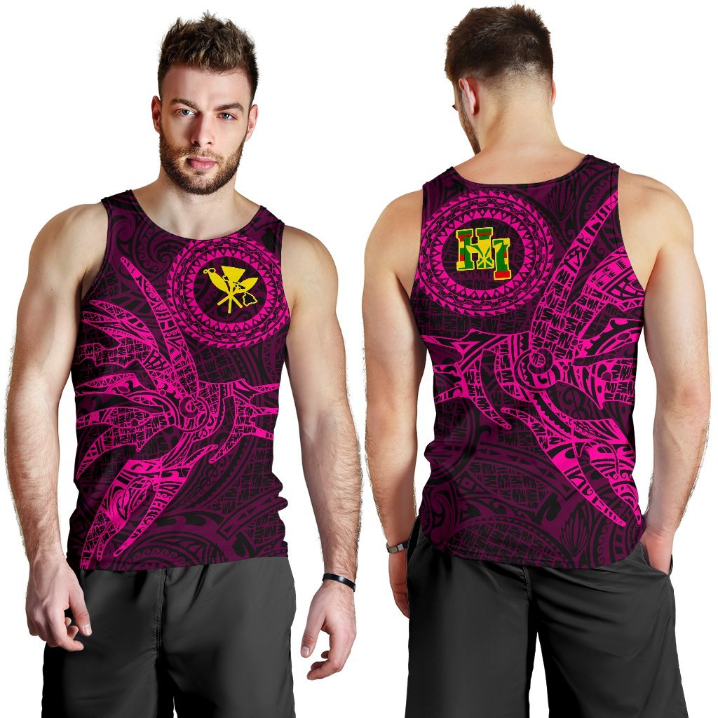 Hawaii Tank Top Polynesian Kanaka Map Hawaiian Men's Tank Top - Pink - TT Style Pink - Polynesian Pride