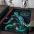 Palau Polynesian Area Rugs - Turtle With Blooming Hibiscus Turquoise - Polynesian Pride