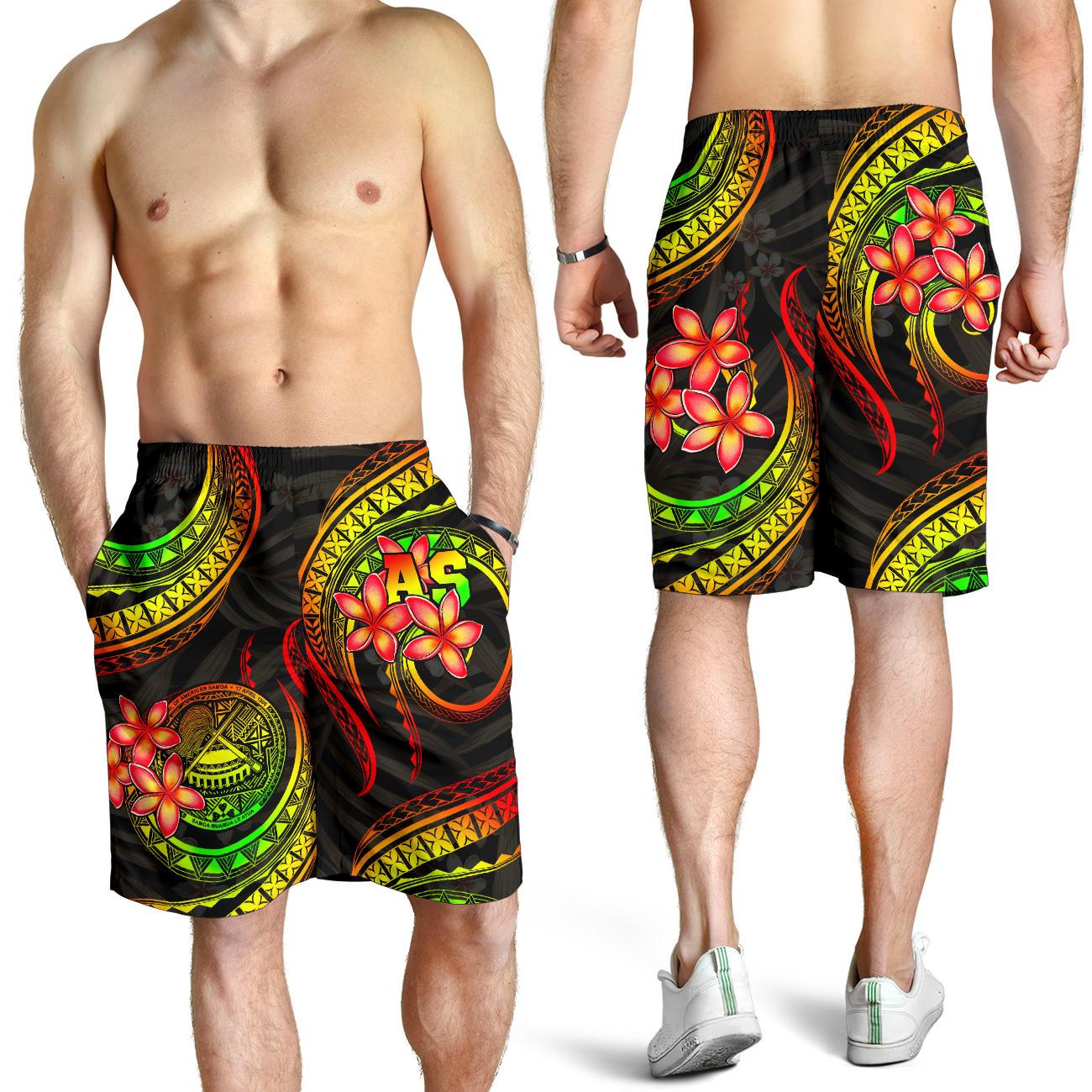 American Samoa Polynesian Men Shorts - Reggae Plumeria REGGAE - Polynesian Pride