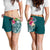 FSM Polynesian Women's Shorts - Summer Plumeria (Turquoise) - Polynesian Pride