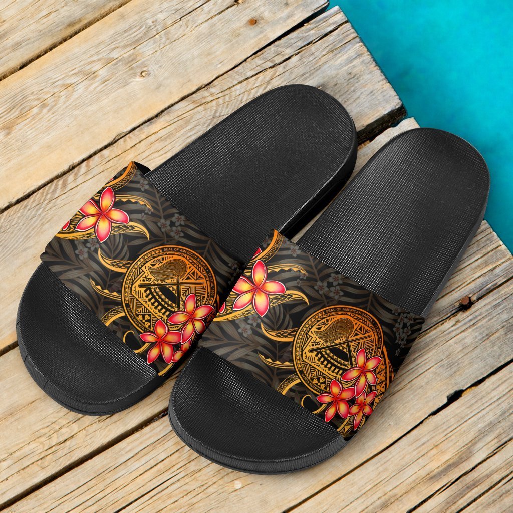 American Samoa Slide Sandals - Gold Plumeria - Polynesian Pride