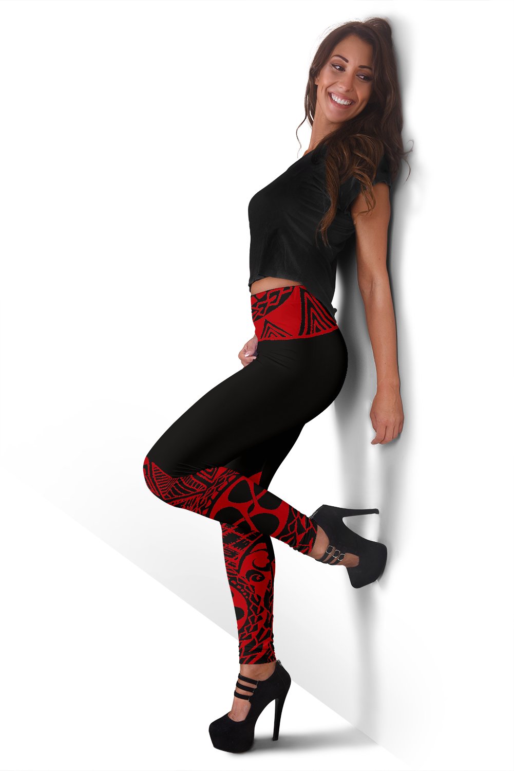 Samoa Women's Leggings - Polynesian Red Version - Polynesian Pride