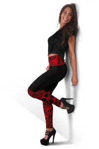 Samoa Women's Leggings - Polynesian Red Version - Polynesian Pride