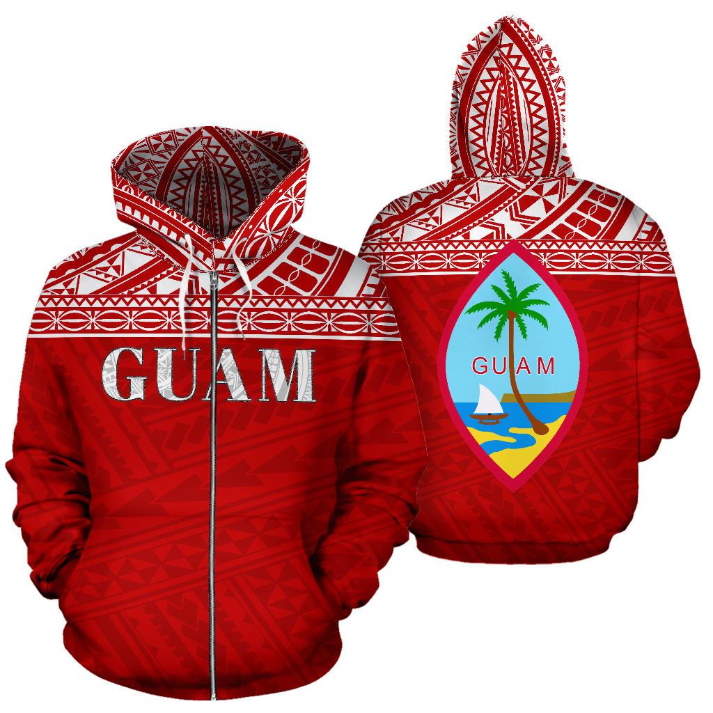 Guam Polynesian All Over Hoodie Red Horizontal Style Unisex Red - Polynesian Pride