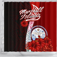 Marshall Islands Polynesian Shower Curtain - Coat Of Arm With Hibiscus - Polynesian Pride