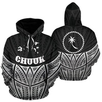 Chuuk Polynesian Hoodie Black Pride Map nd Seal Unisex Black - Polynesian Pride