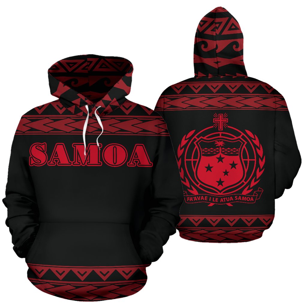 Samoa All Over Hoodie Polynesian Red Version Unisex White - Polynesian Pride