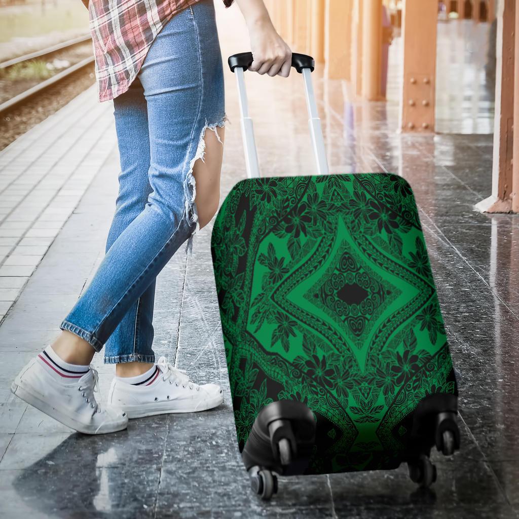 Polynesian Plumeria Mix Green Black Luggage Covers - Polynesian Pride