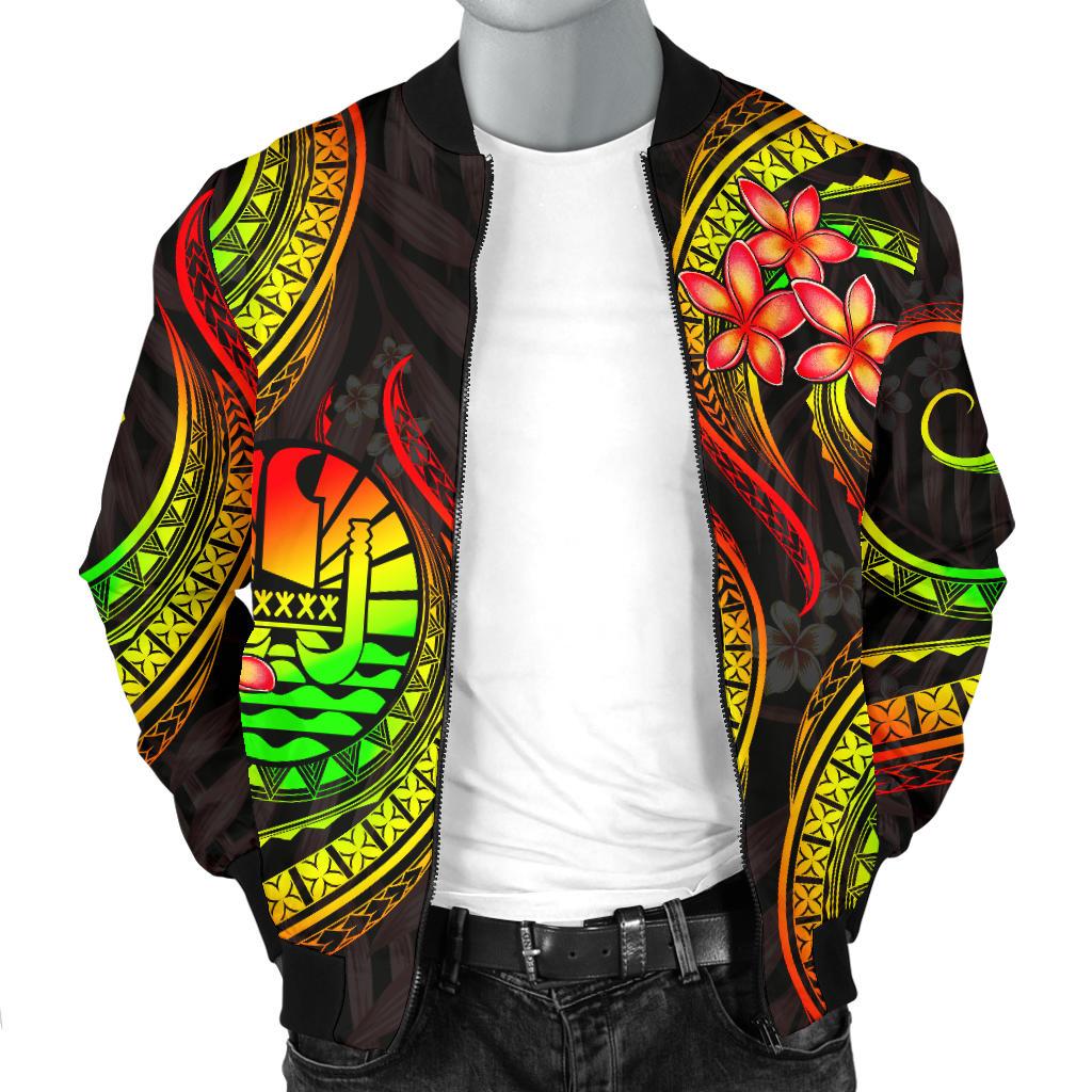 Tahiti Polynesian Men Bomber Jacket - Reggae Plumeria - Polynesian Pride