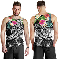 Tahiti Polynesian Men's Tank Top - Summer Plumeria (Black) - Polynesian Pride