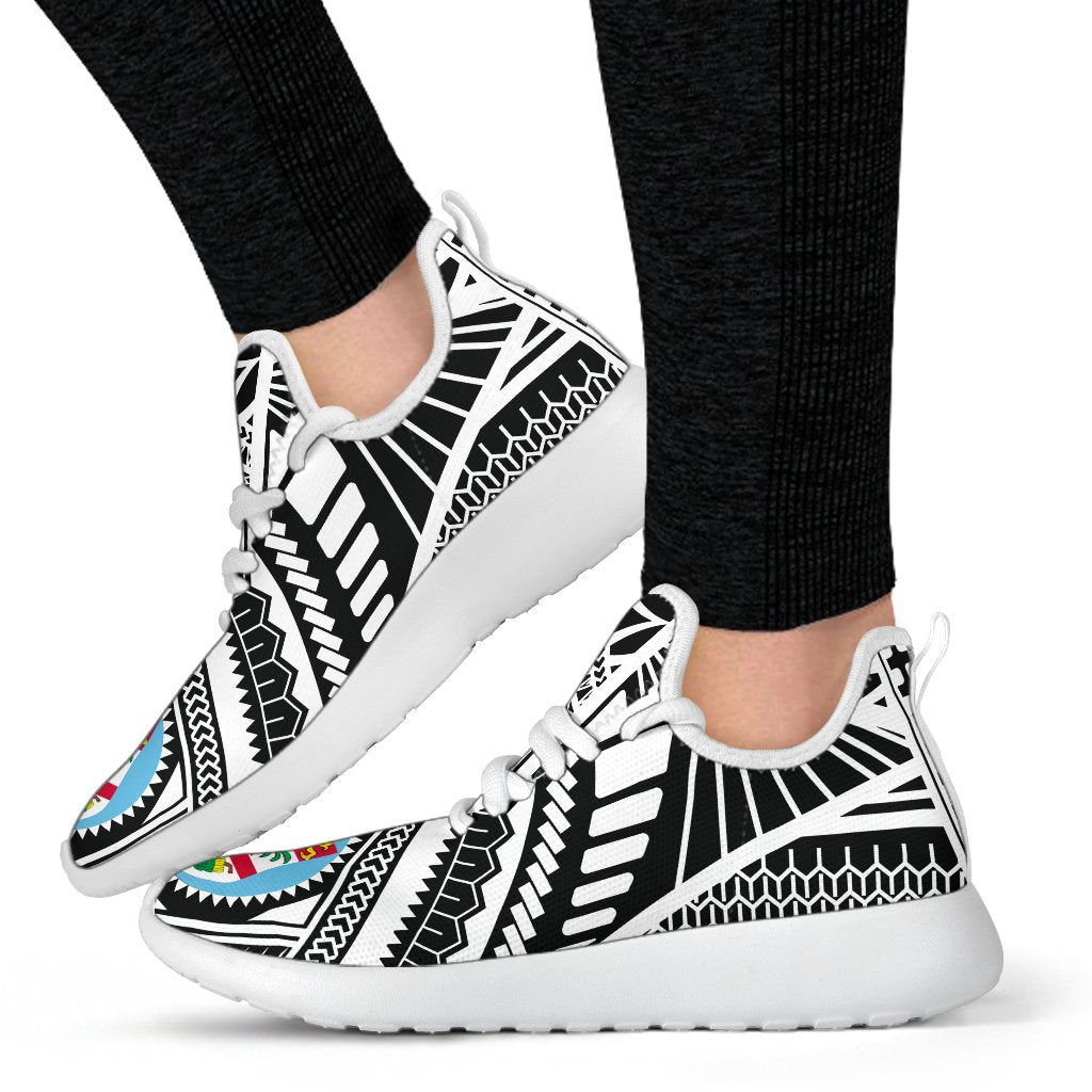 Fiji Polynesian Tattoo Mesh Knit Sneakers White - Polynesian Pride