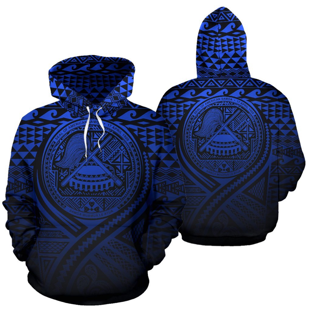 American Samoa All Over Hoodie Lift up Blue Unisex Blue - Polynesian Pride