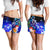 Samoa Women's Shorts - Humpback Whale with Tropical Flowers (Blue) - Polynesian Pride