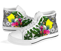 Palau High Top Shoes White - Turtle Plumeria Banana Leaf - Polynesian Pride
