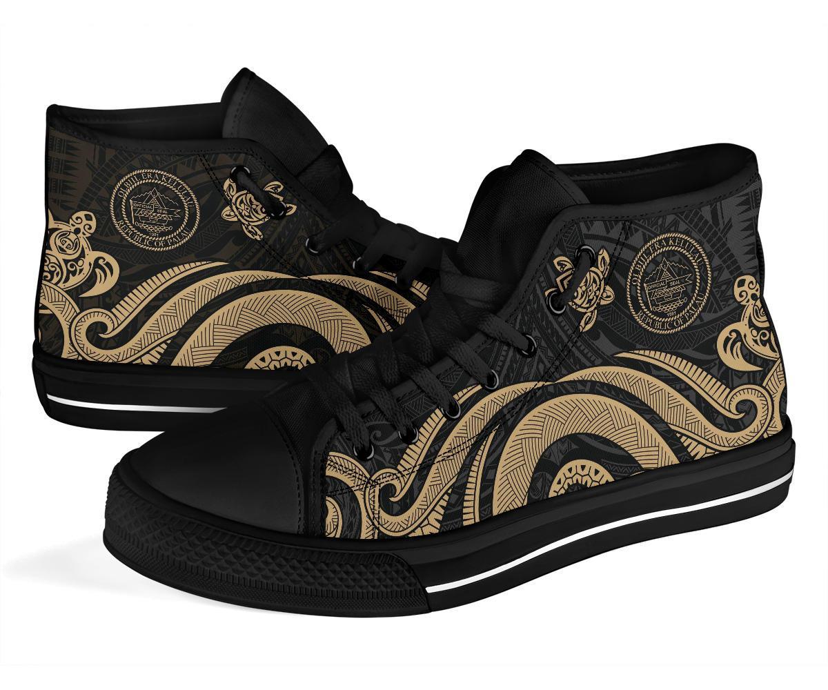 Palau High Top Canvas Shoes - Gold Tentacle Turtle - Polynesian Pride