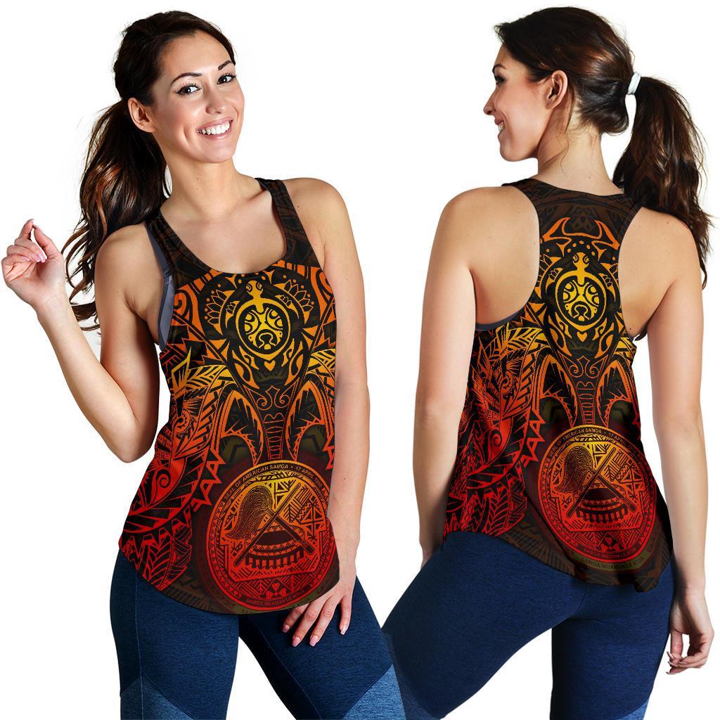 American Samoa Polynesian Women's Racerback Tank - Red Turtle Manta Ray RED - Polynesian Pride