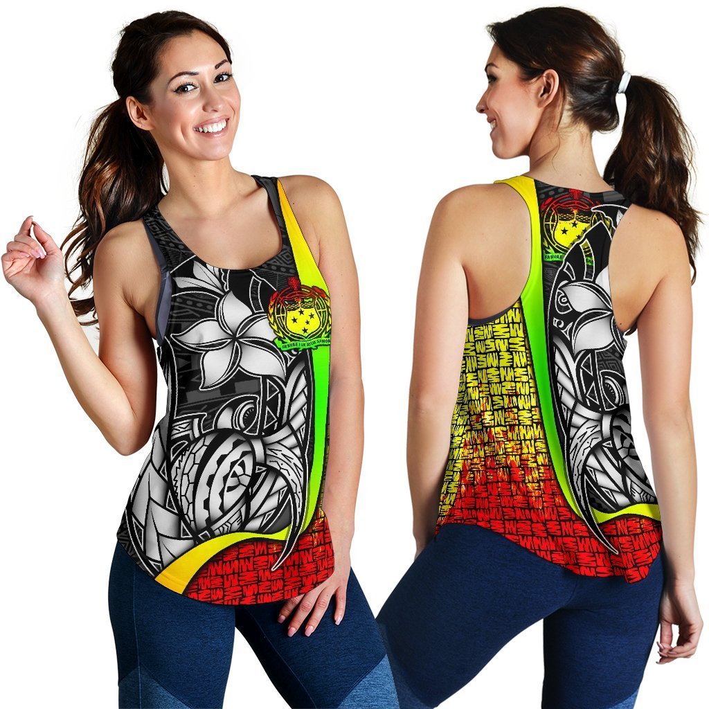 Samoa Polynesian Women's Racerback Tank Reggae - Turtle With Hook Art - Polynesian Pride